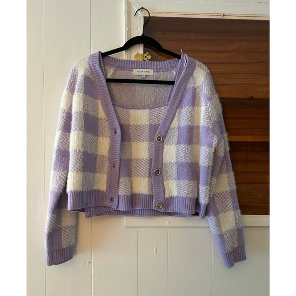 Absolutely Darling Checkered Cardigan & Tank Set - Picture 1 of 5